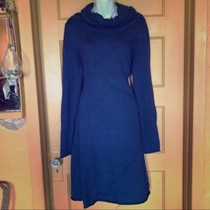 Athleta blue midi cowl neck sweater dress sz Large